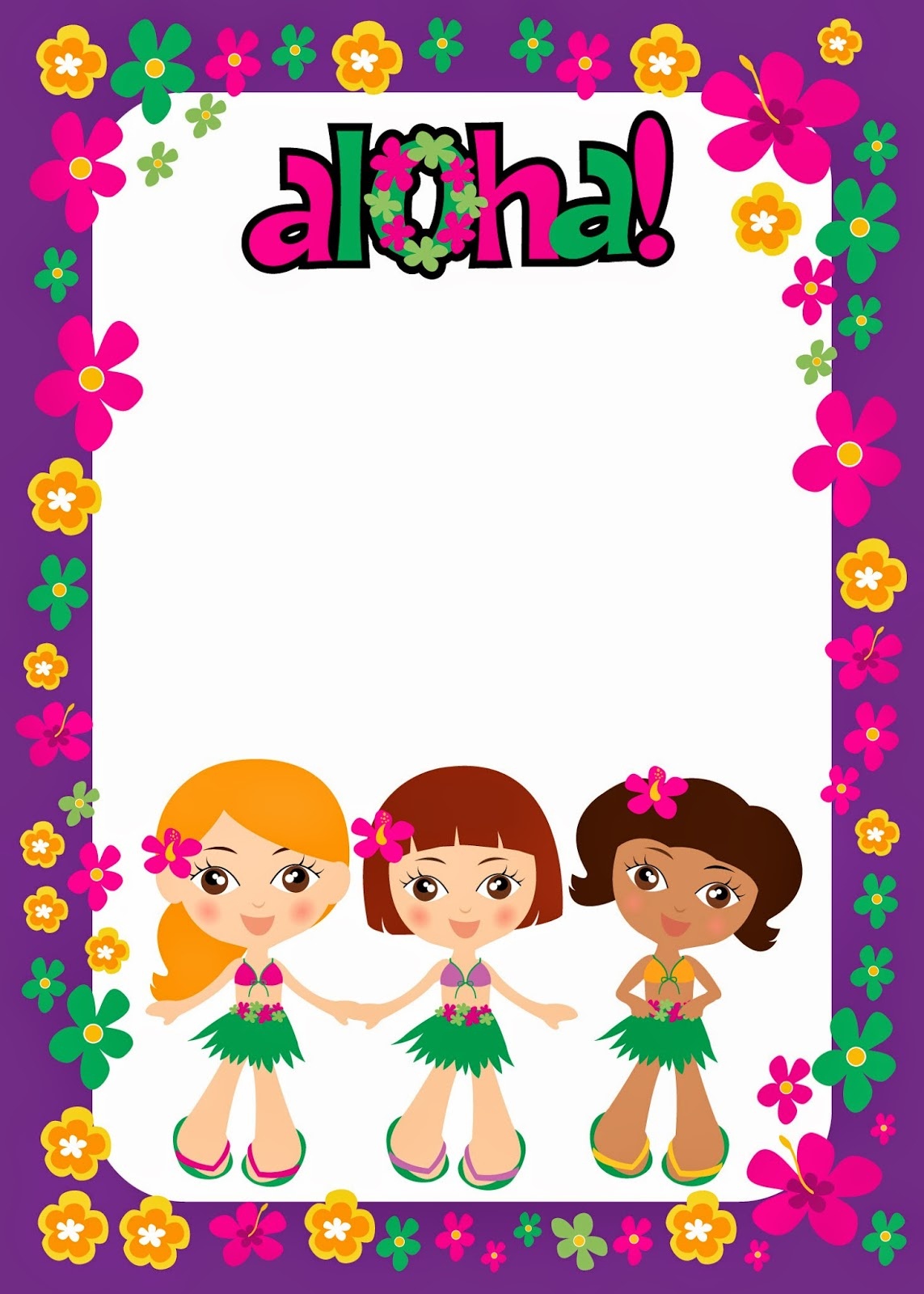 Luau For Girls: Free Printable Invitations. - Oh My Fiesta! In English - Free Luau Printables