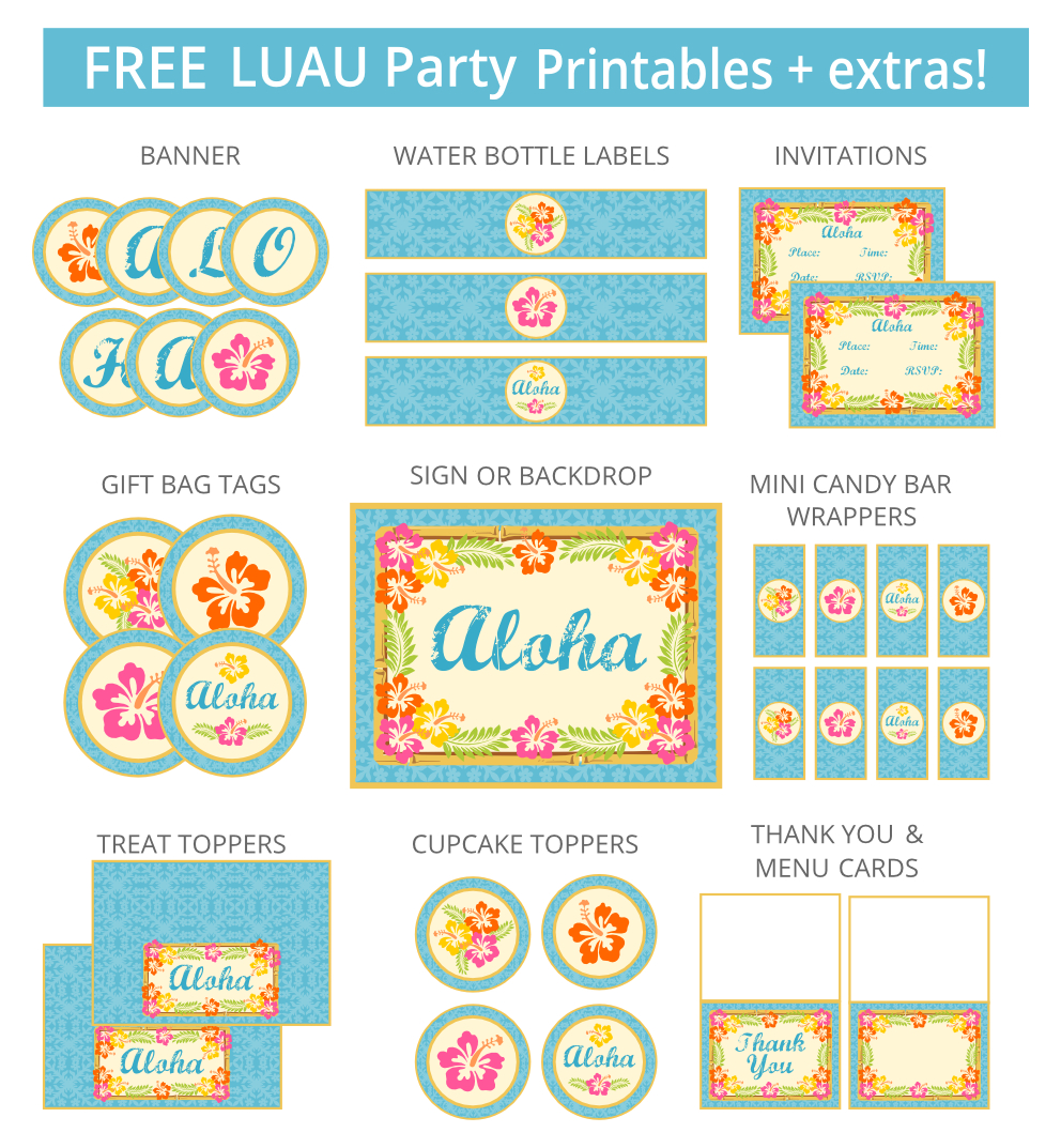 Luau Party Printables | Aloha/luau Party | Hawaiian Luau Party - Free Luau Printables