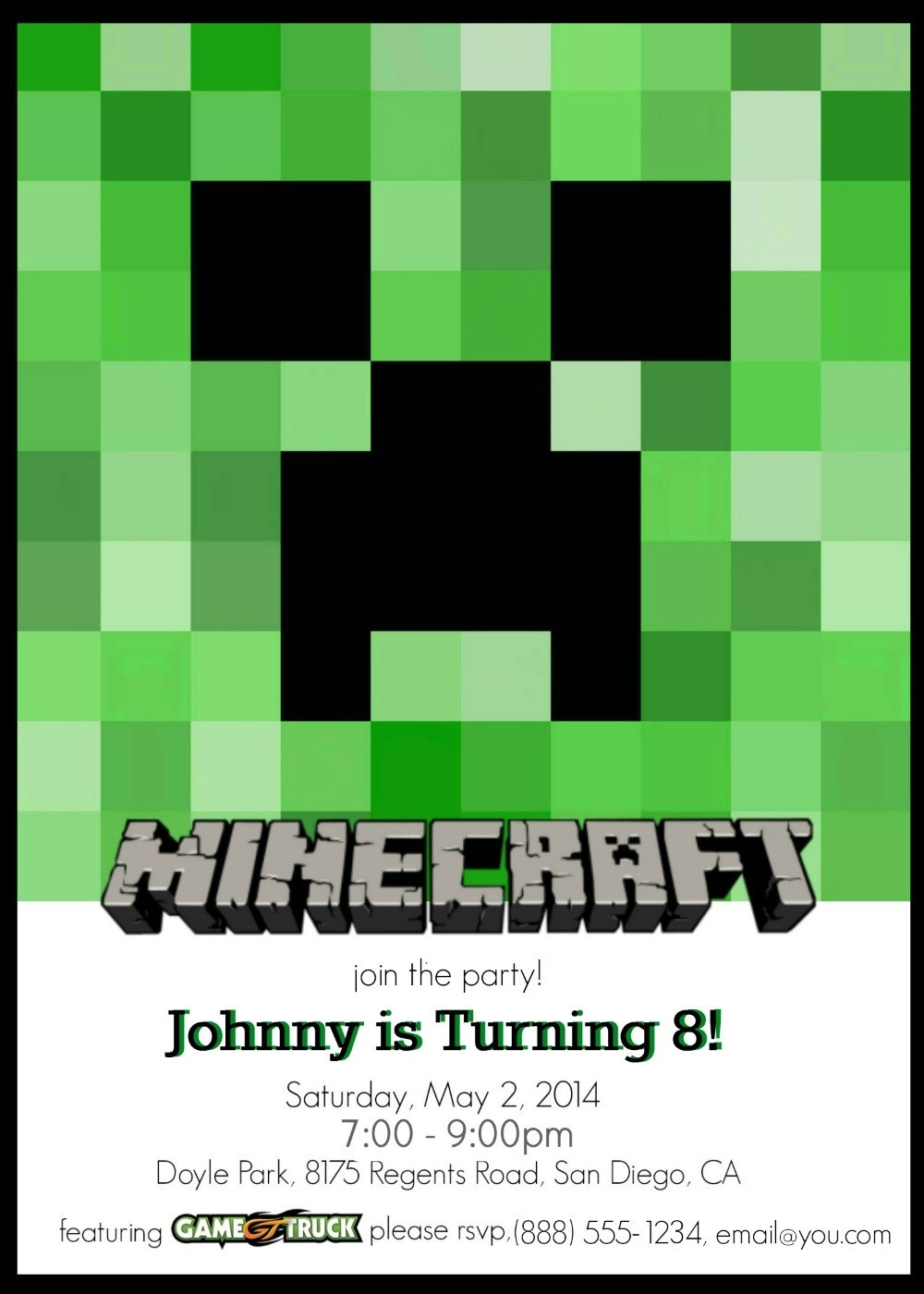 Make Your Own Custom Printable Minecraft Party Invitations - Make Printable Party Invitations Online Free