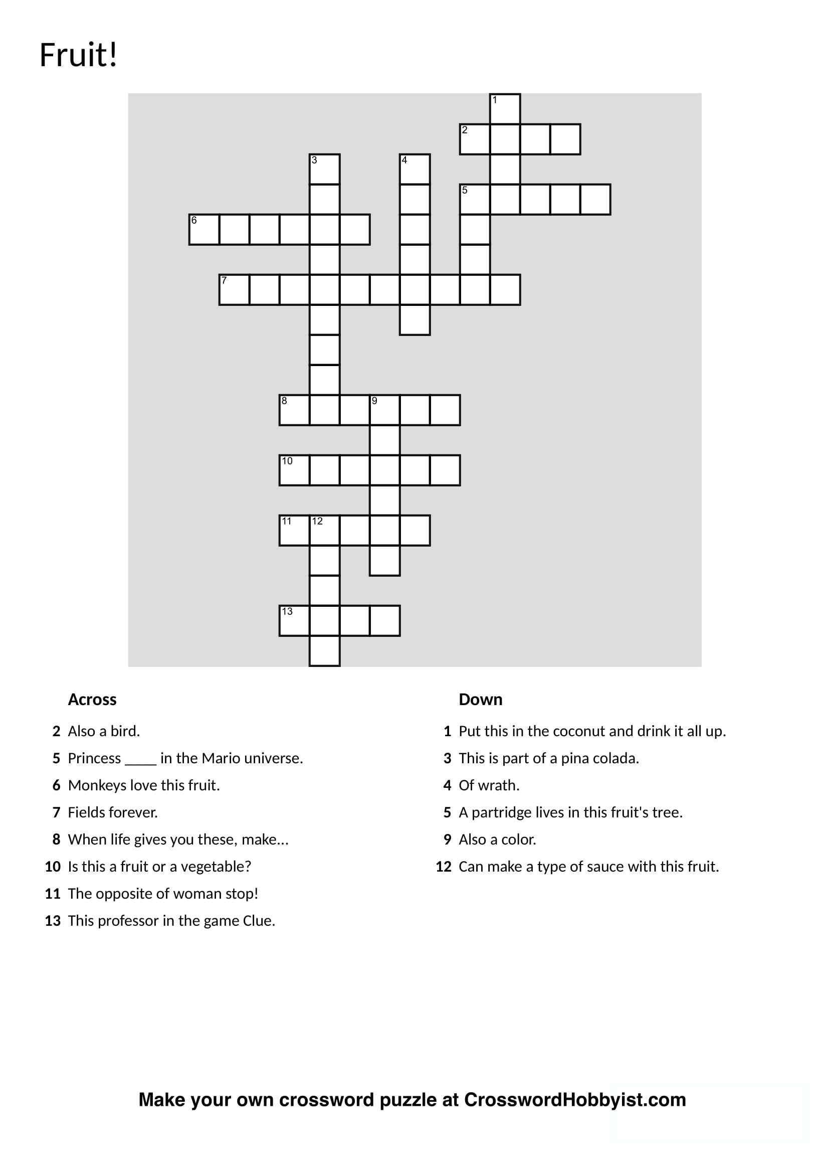 online crossword puzzle maker free printable