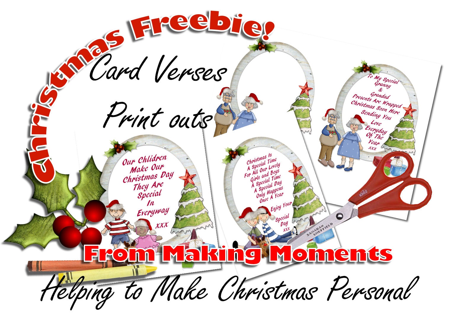 Making Moments » Christmas Card Verses – Freebies Print - Christmas Cards For Grandparents Free Printable