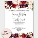 Marsala Floral Printable Wedding Invitation | Invitations   Free   Free Printable Wedding Invitations Templates Downloads