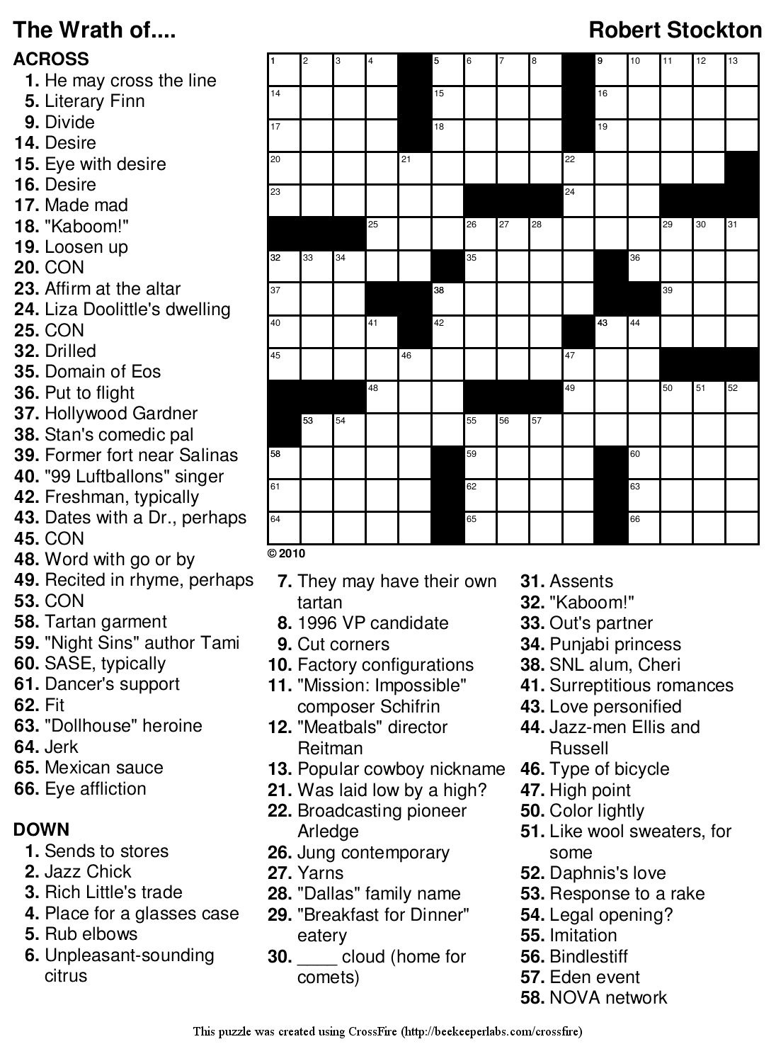 Free Printable Pop Culture Crossword Puzzles