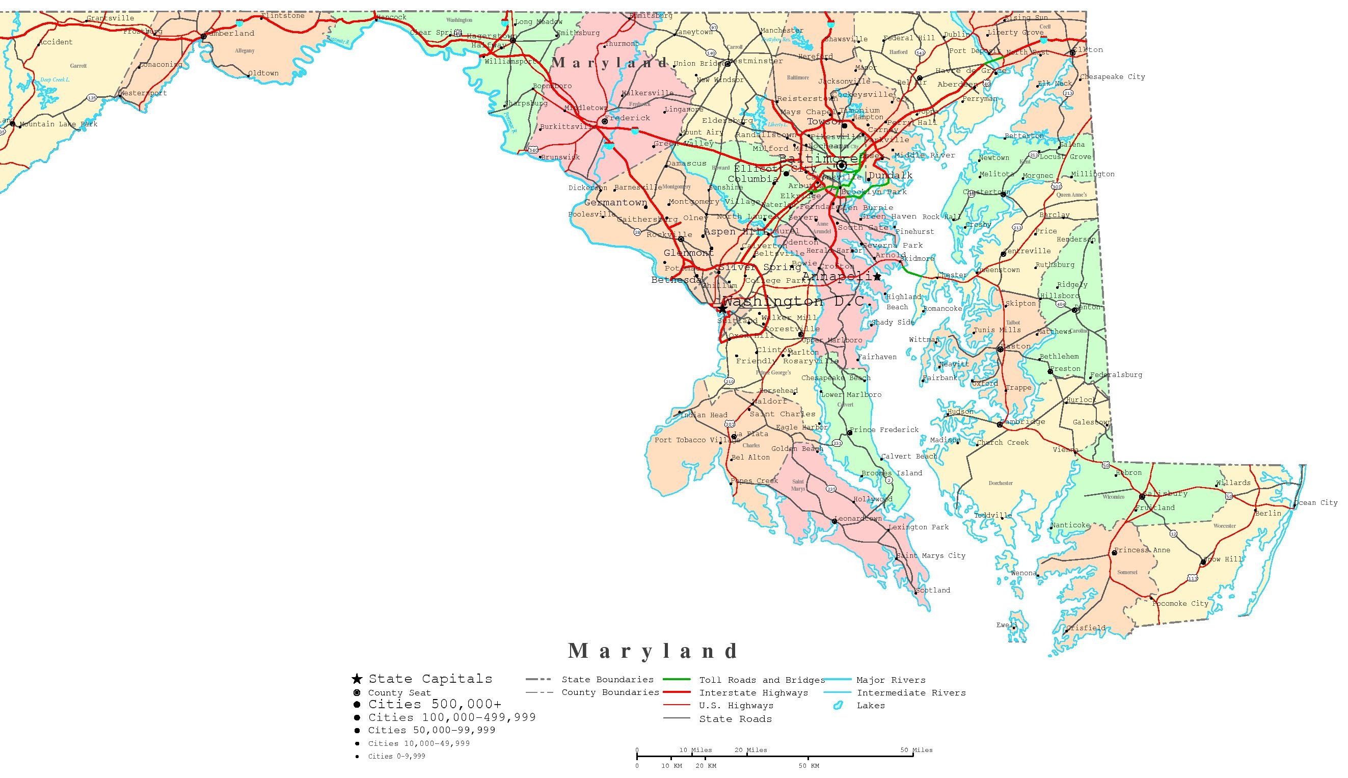 Maryland Printable Map - Free Printable Map Of Maryland