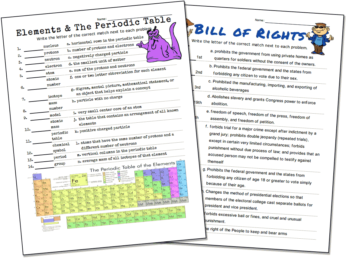 Match-Up Worksheet Maker - Create A Printable Quiz Free