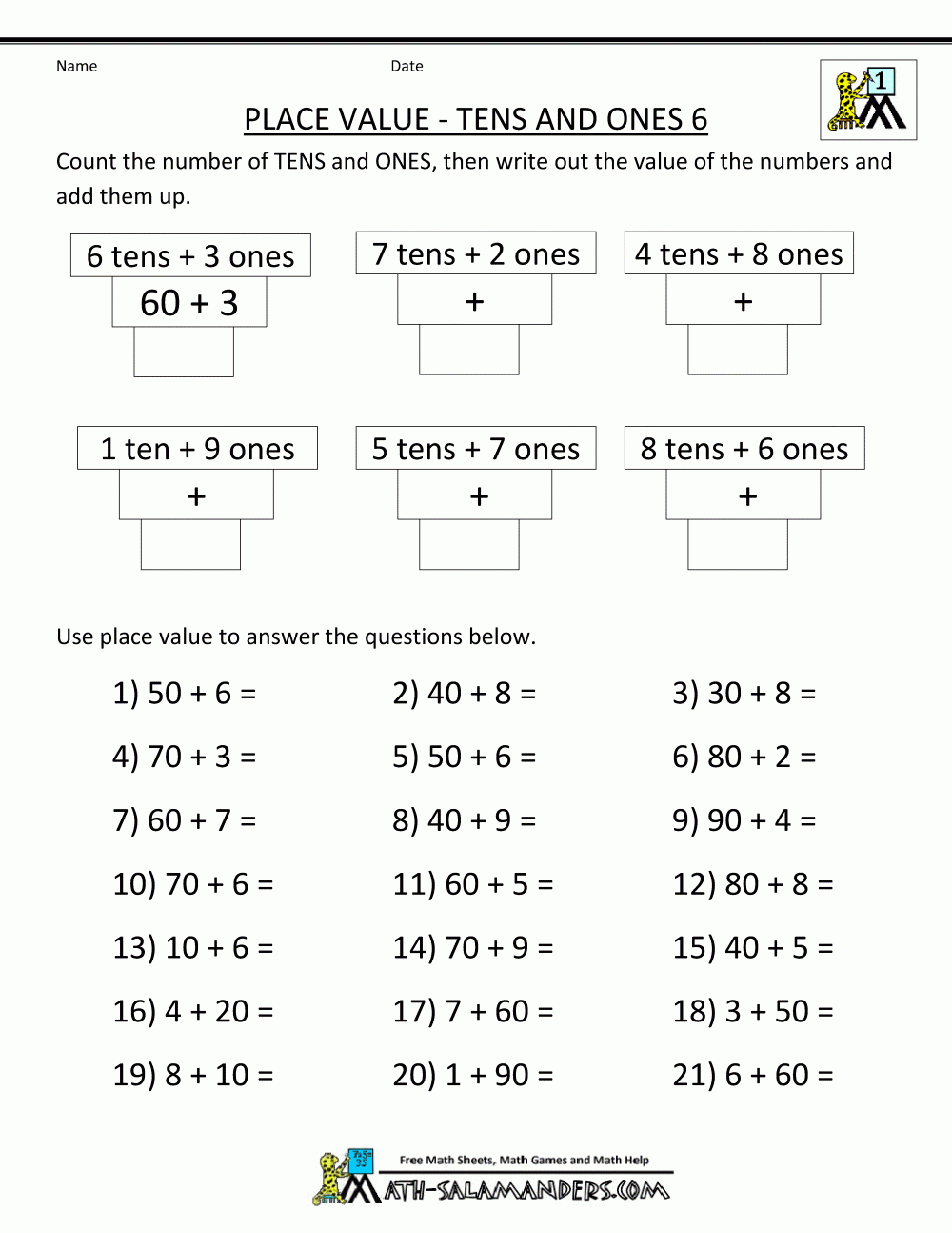 Math Place Value Worksheets 2 Digit Numbers - Free Printable Place Value Worksheets