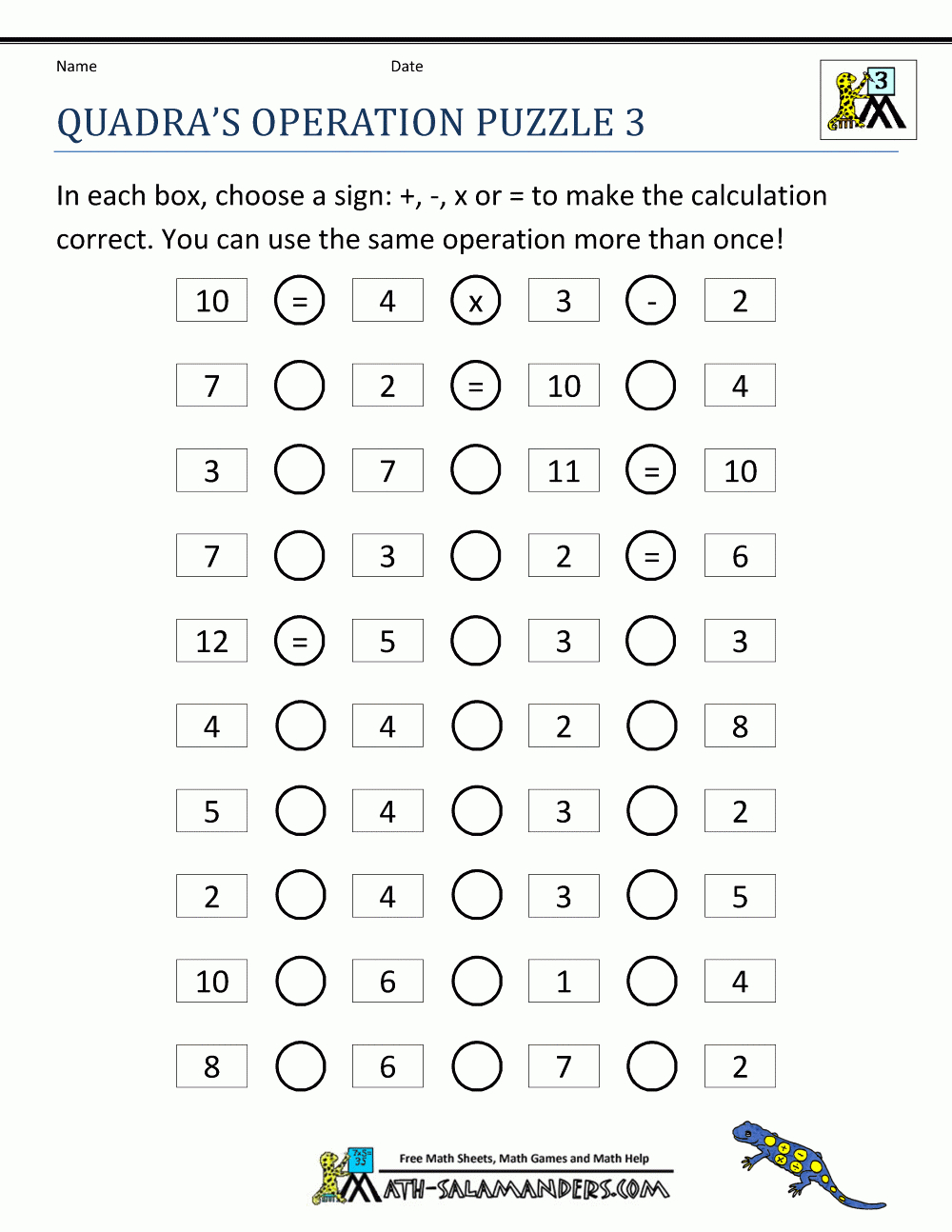 Math-Puzzle-Quadras-Operation-Puzzle-3.gif (1000×1294) | Third Grade - Free Printable Math Puzzles For 3Rd Grade