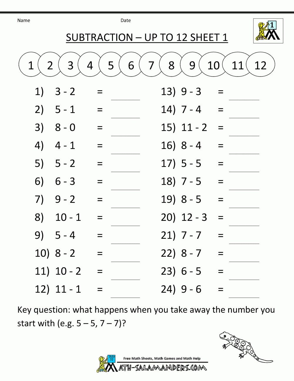 Math Subtraction Worksheets 1St Grade - Free Printable First Grade Math Worksheets