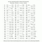 Math Worksheets Decimals Subtraction   Free Printable Math Sheets