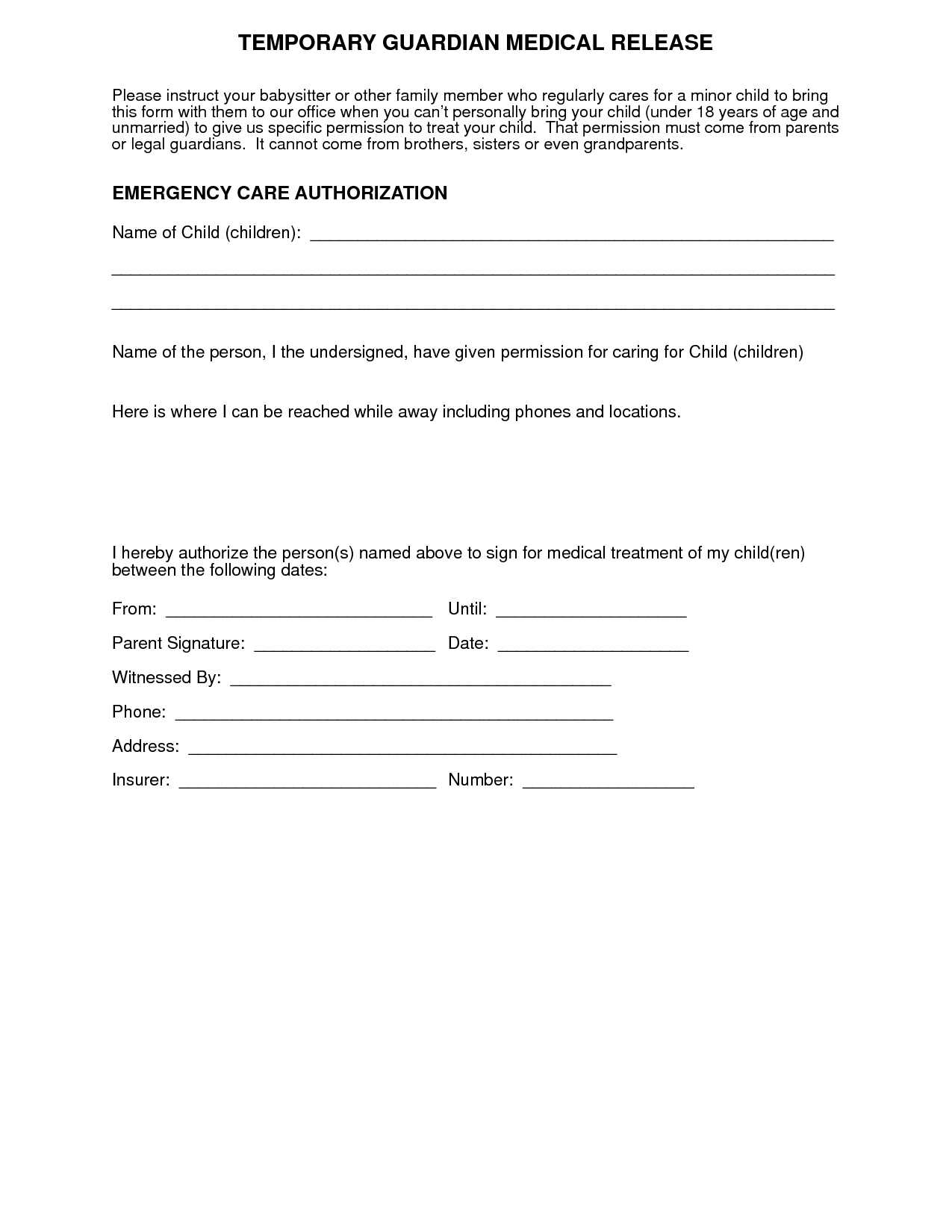 Medical+Authorization+Form+For+Grandparents | For More Medical - Free Printable Child Medical Consent Form