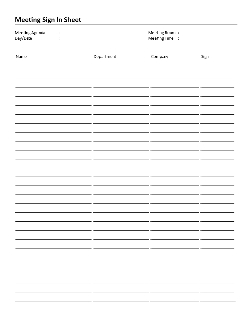 Meeting Sign In Sheet - Download This Printable Meeting Sign In - Free Printable Sign Up Sheet
