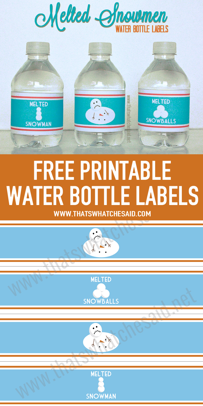 Melted Snowman Water Bottle Labels | Holiday: Christmas | Printable - Christmas Water Bottle Labels Free Printable