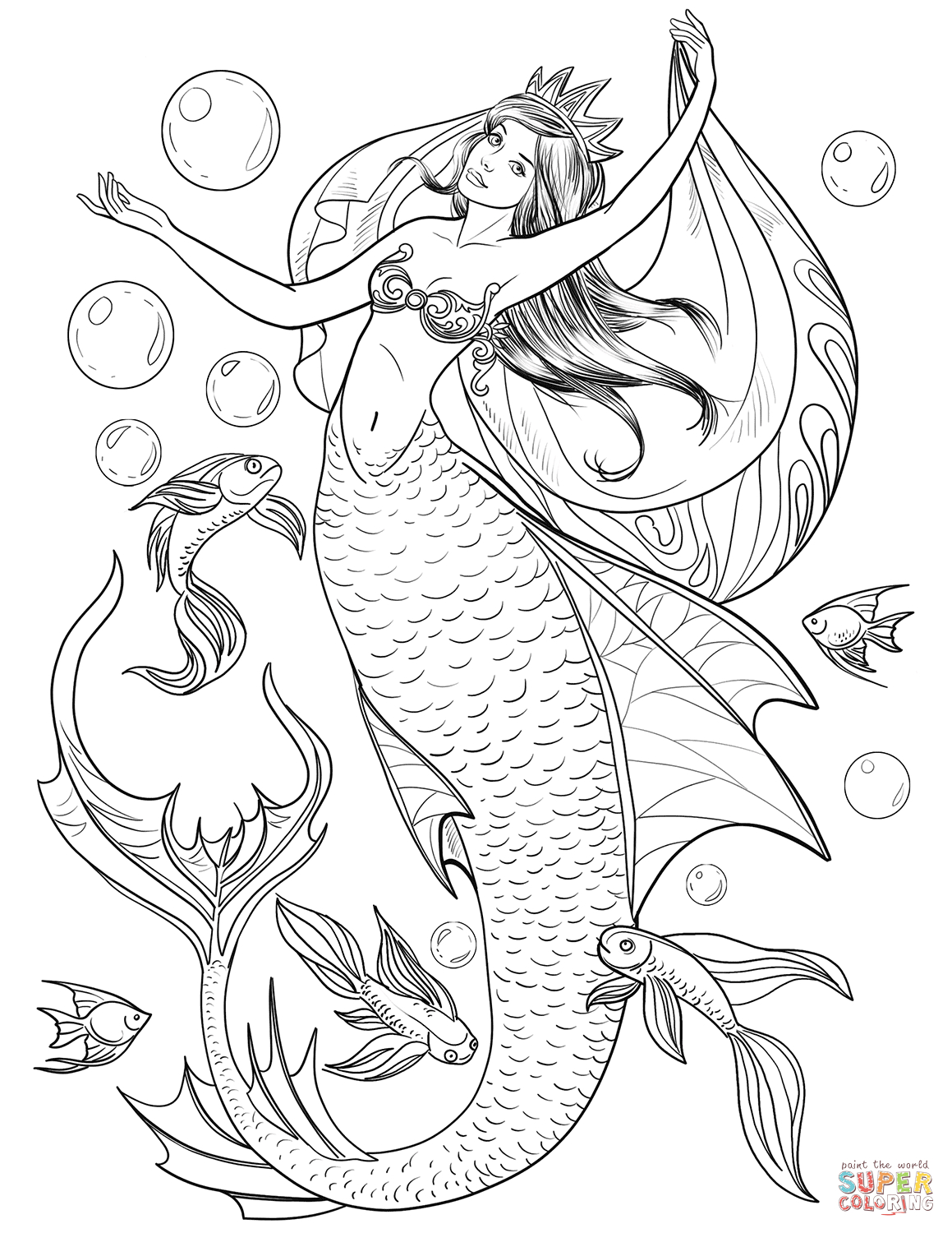 Free printable mermaid coloring pages for adults