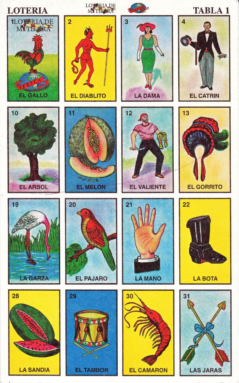 Mexican Loteria Cards, The Complete Set Of 10 Tablas, Printable Digital  Downloads For Arts And Crafts - Loteria Printable Cards Free