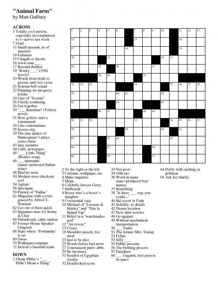 Merl Reagle's Sunday Crossword Free Printable