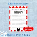 Mickey Mouse Baby Shower Game Who Knows Mommy Best Disney | Etsy   Free Printable Mickey Mouse Baby Shower Games