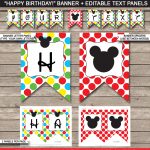 Mickey Mouse Party Banner Template | Birthday Banner | Editable Bunting   Simone Made It Free Printables