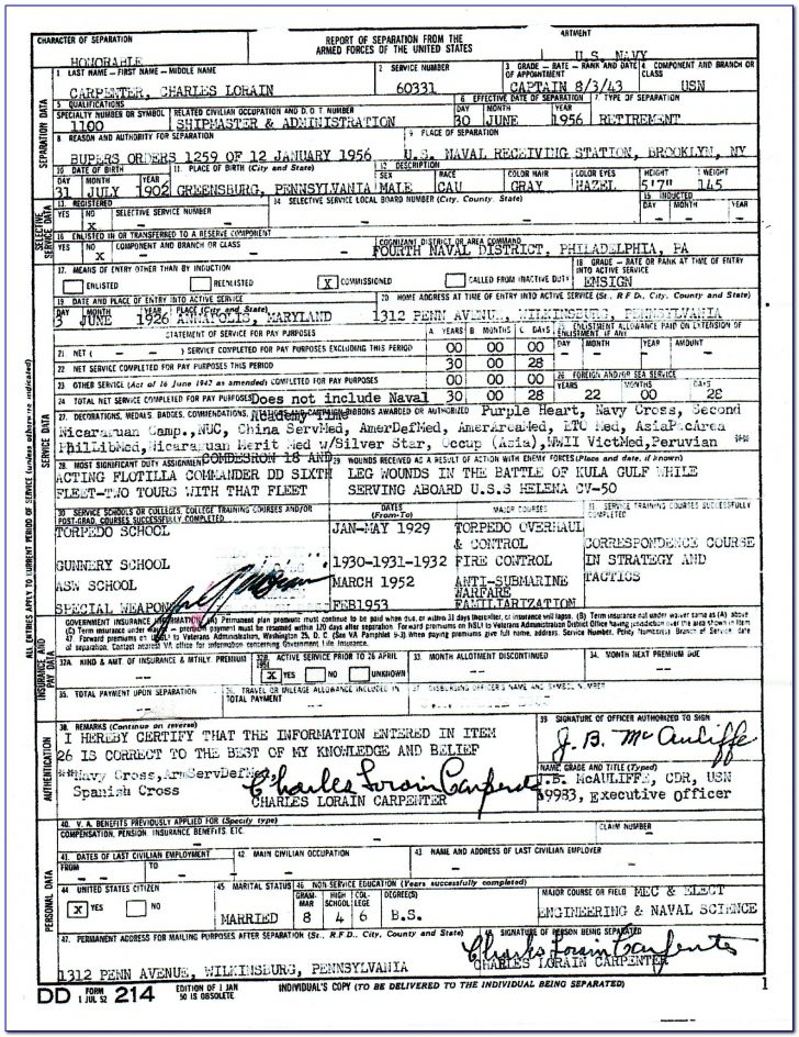 Military Discharge Papers Form Dd214 - Form : Resume Examples - Free ...