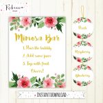 Mimosa Bar Sign Juice Labels Mimosa Bar Printable Sign Floral | Etsy   Free Mimosa Bar Printable