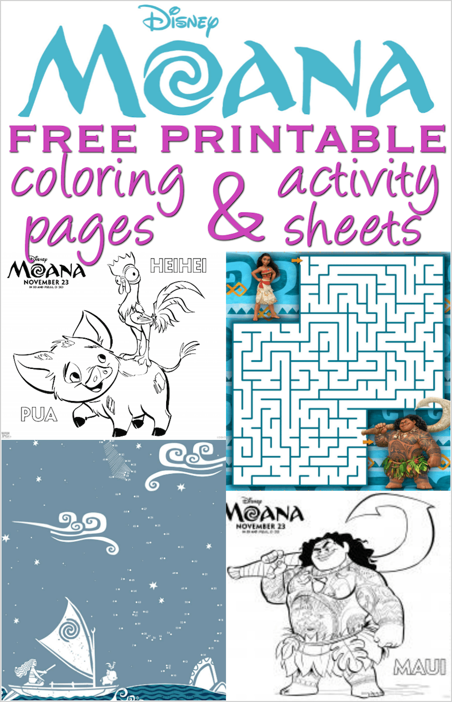 Moana Coloring Pages And Activity Sheets - Over 30 Free Disney - Free Disney Activity Printables
