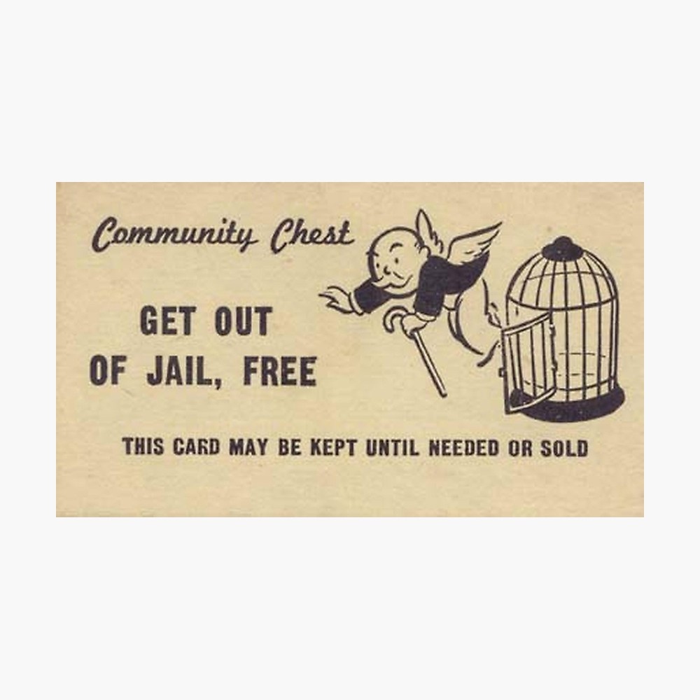 Monopoly &amp;quot;get Out Of Jail&amp;quot;&amp;quot; Photographic Printqueenofallswans - Get Out Of Jail Free Card Printable