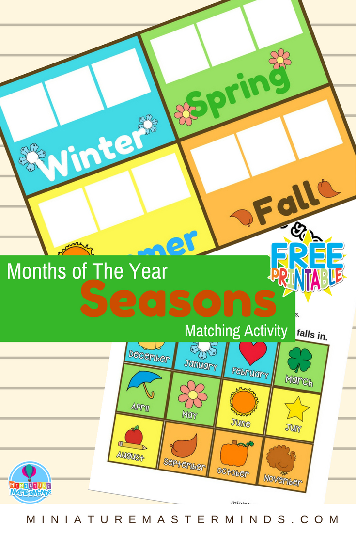 Months Of The Year Preschool Season Matching Activity | Teaching - Months Of The Year Printables Free