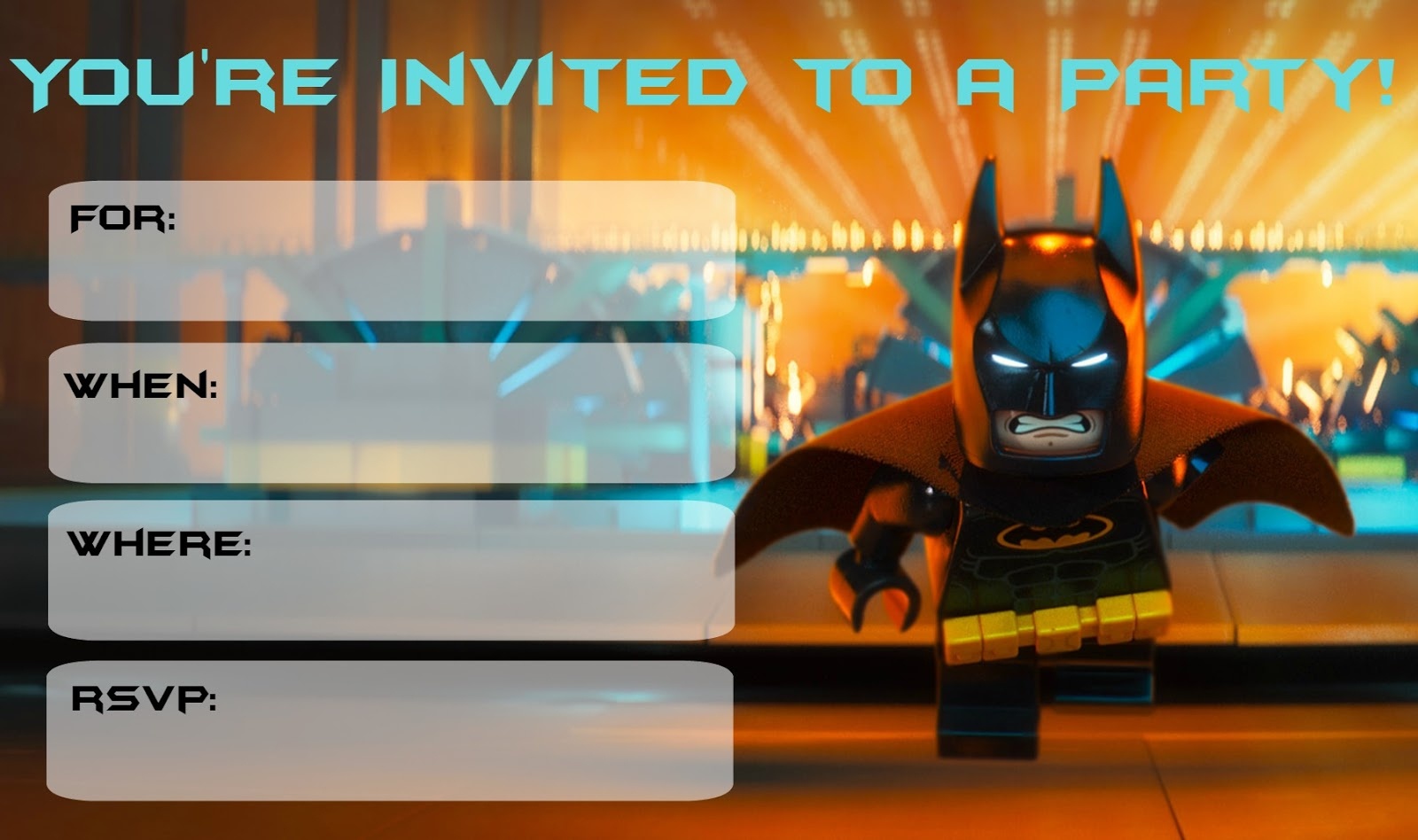 Musings Of An Average Mom: More Lego Batman Party Invitations - Free Printable Lego Batman