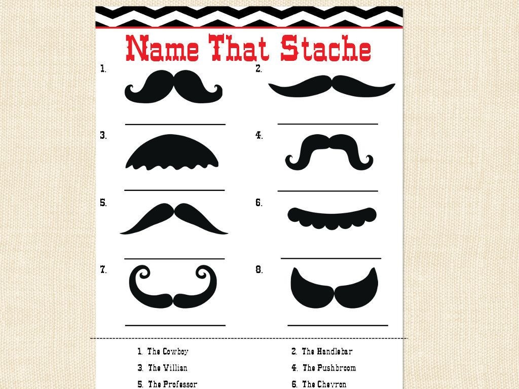 Mustache Game Name That Stache Mustache Baby Shower Game Red Black - Mustache Baby Shower Games Free Printables