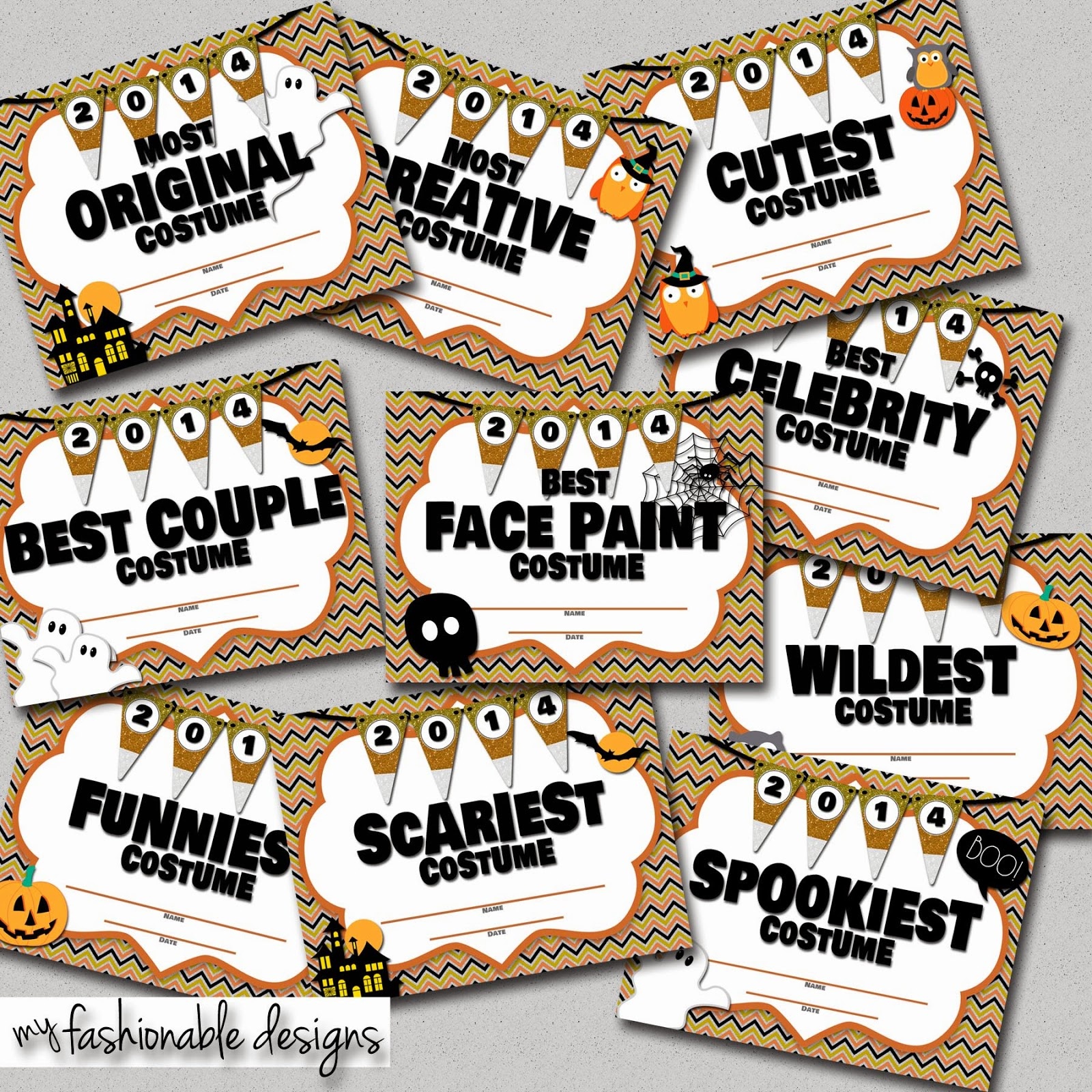 My Fashionable Designs: Halloween Costume Contest Certificates - Best Costume Certificate Printable Free