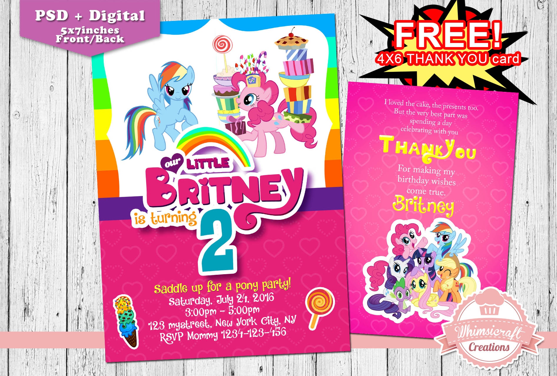My Little Pony Invitation, My Little Pony Birthday Invitation - Free Printable My Little Pony Thank You Cards