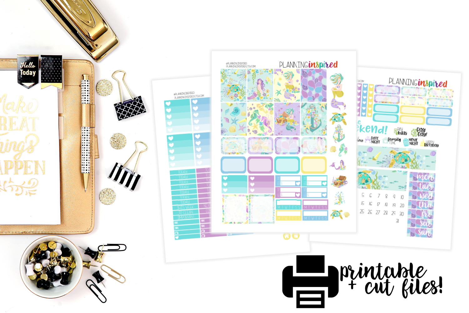 New Free Printable Weekly Sticker Kit- Mermaids! - Planning Inspired - Printable Erin Condren Stickers Free