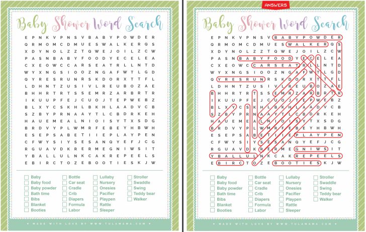 Free Printable Baby Shower Games With Answer Key