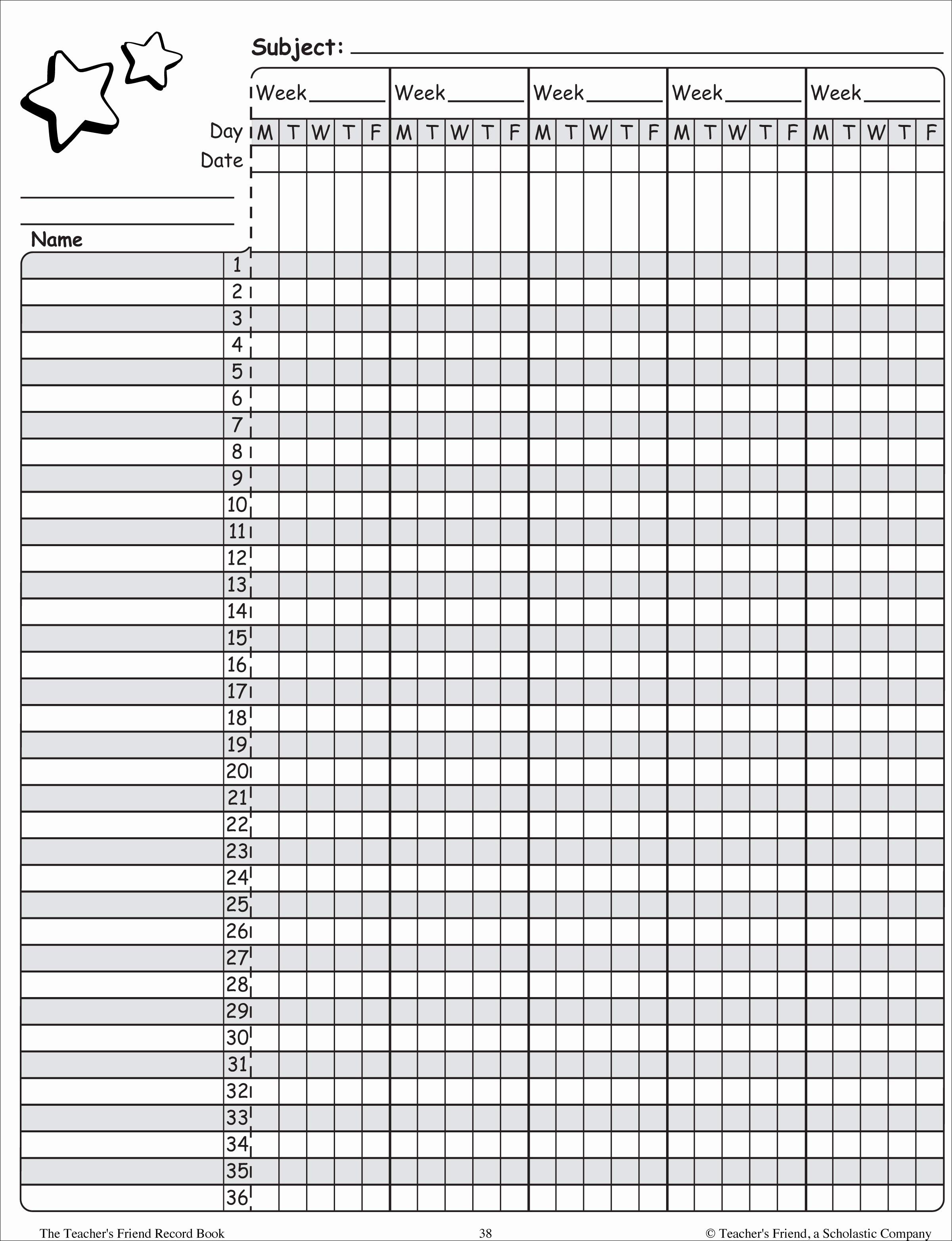 Elementary Class List Template Monthly Planning Pages A Calendar