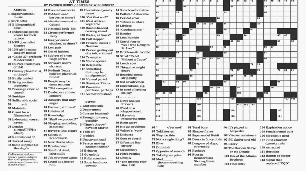 New York Times Crossword Help Free Printable Ny Times Crossword 