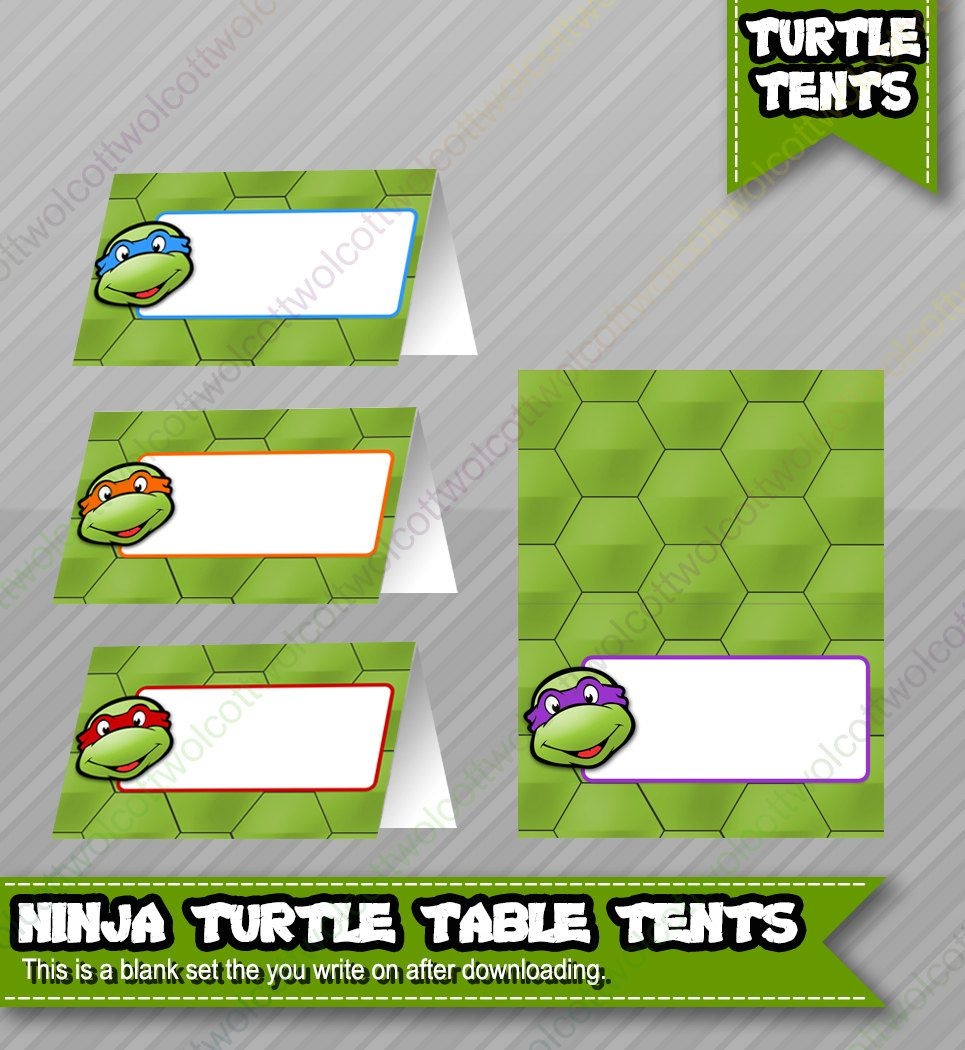 Ninja Turtles Birthday Food Table Tents Cards Blank - Instant - Free Printable Tmnt Food Labels