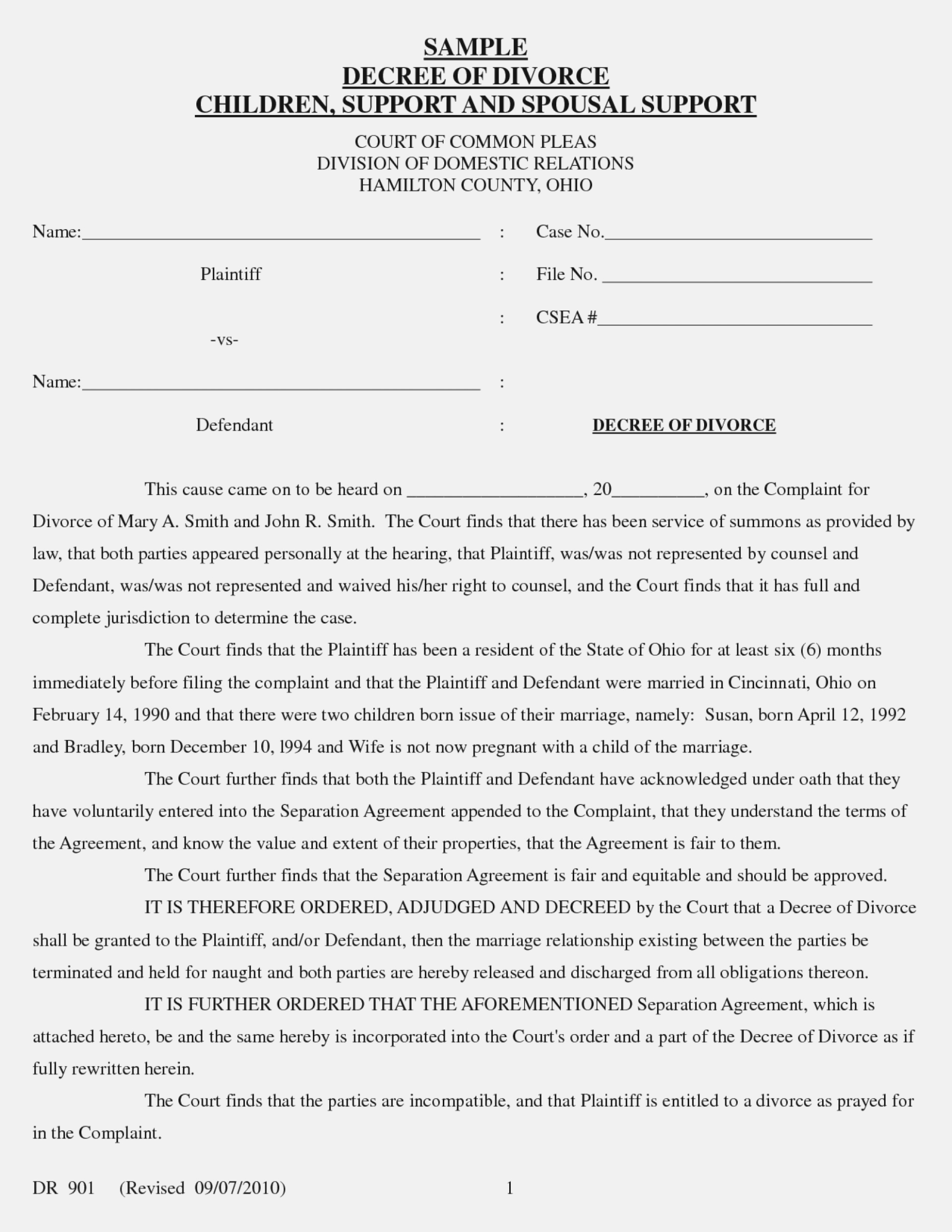 40 Free Divorce Papers Printable Templatelab 40 Free Divorce Papers 