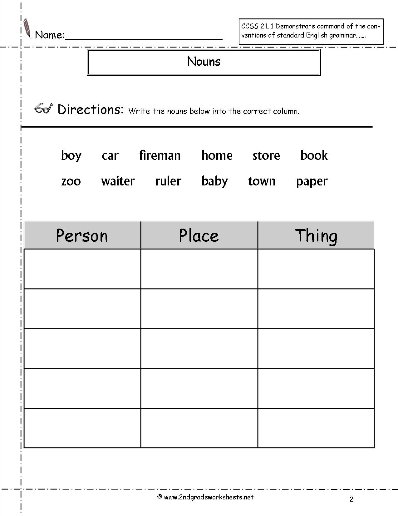 Nouns Worksheets And Printouts - Free Noun Printables