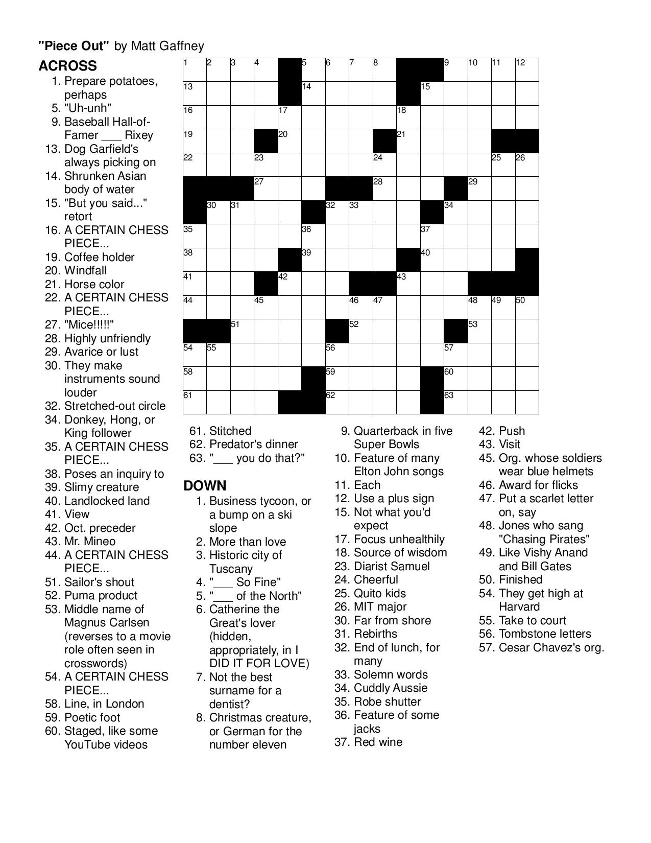 November | 2013 | Matt Gaffney&amp;#039;s Weekly Crossword Contest | Page 4 - Merl Reagle&amp;#039;s Sunday Crossword Free Printable