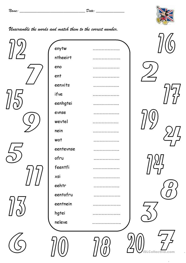 Numbers 1-20 Worksheet - Free Esl Printable Worksheets Madeteachers - Free Printable Numbers 1 20