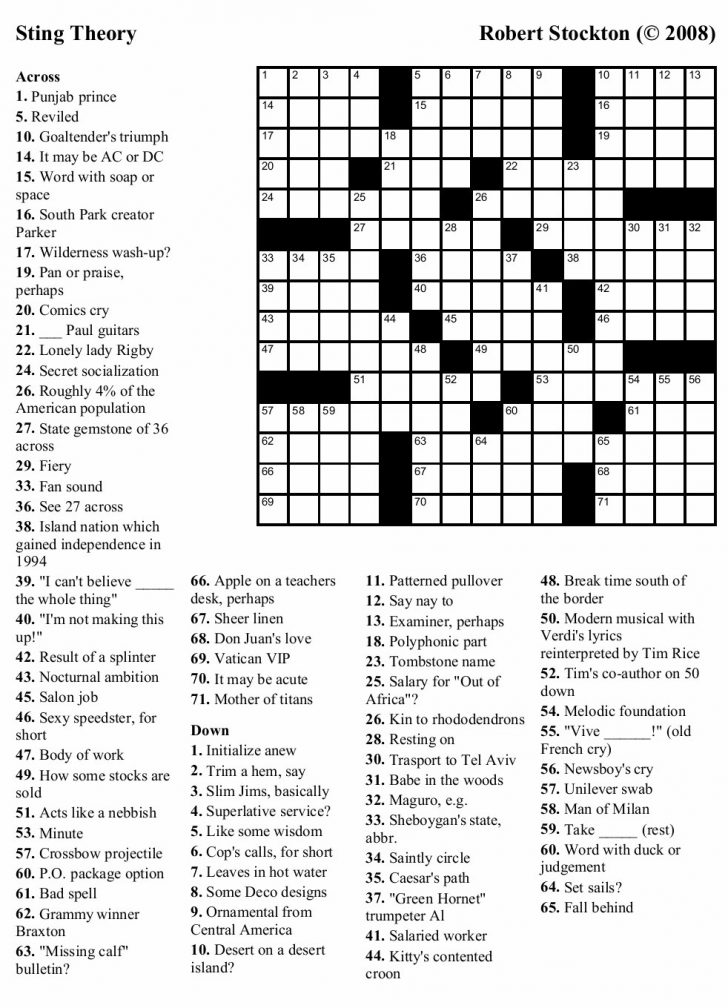 New York Times Crossword Printable Free