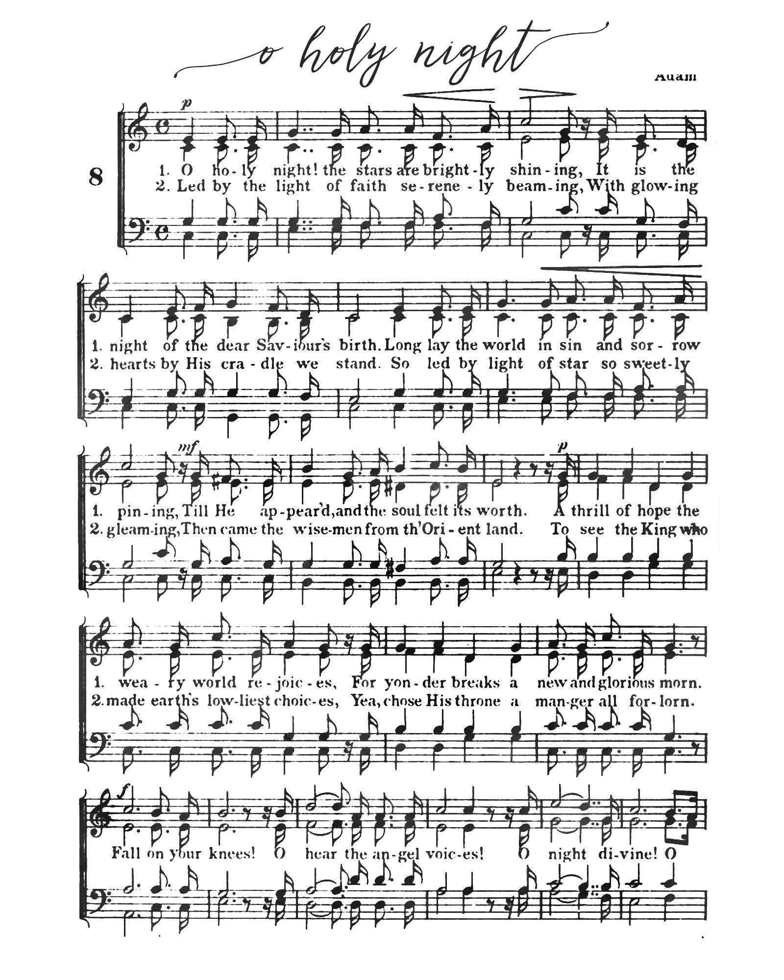 O Holy Night - Free Printable Christmas Sheet Music - Our - Free Printable Gospel Sheet Music For Piano