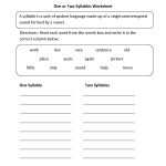 One Or Two Syllables Worksheet | 1 | Syllable, Speech Therapy   Free Printable Open And Closed Syllable Worksheets