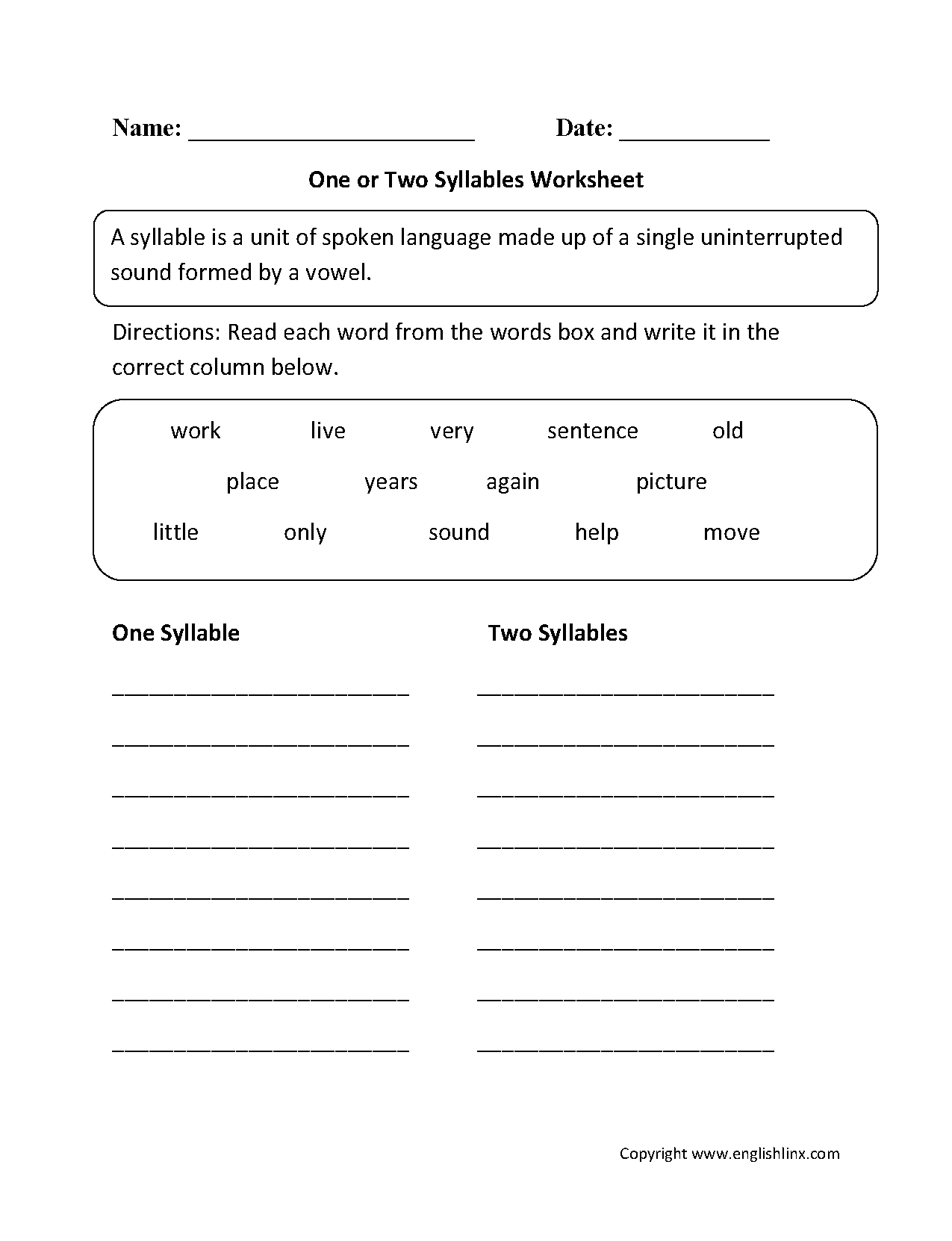 Free Printable Open And Closed Syllable Worksheets | Free Printable