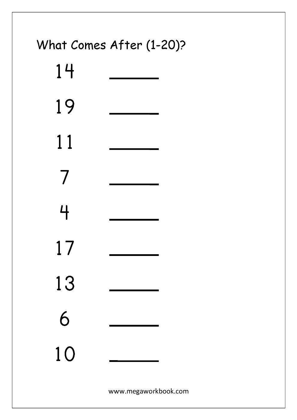Ordering Numbers Worksheets, Missing Numbers, What Comes Before And - Free Printable Tracing Numbers 1 20 Worksheets
