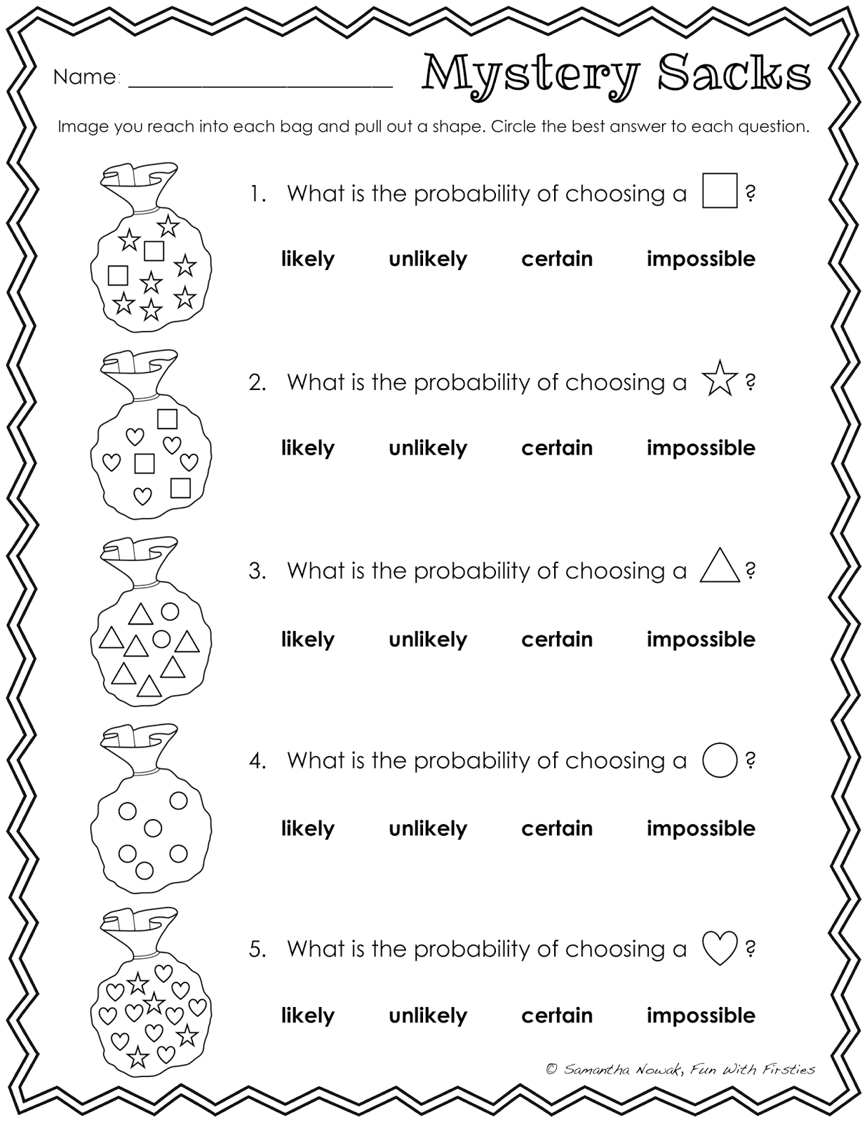 Probability And Odds Worksheet