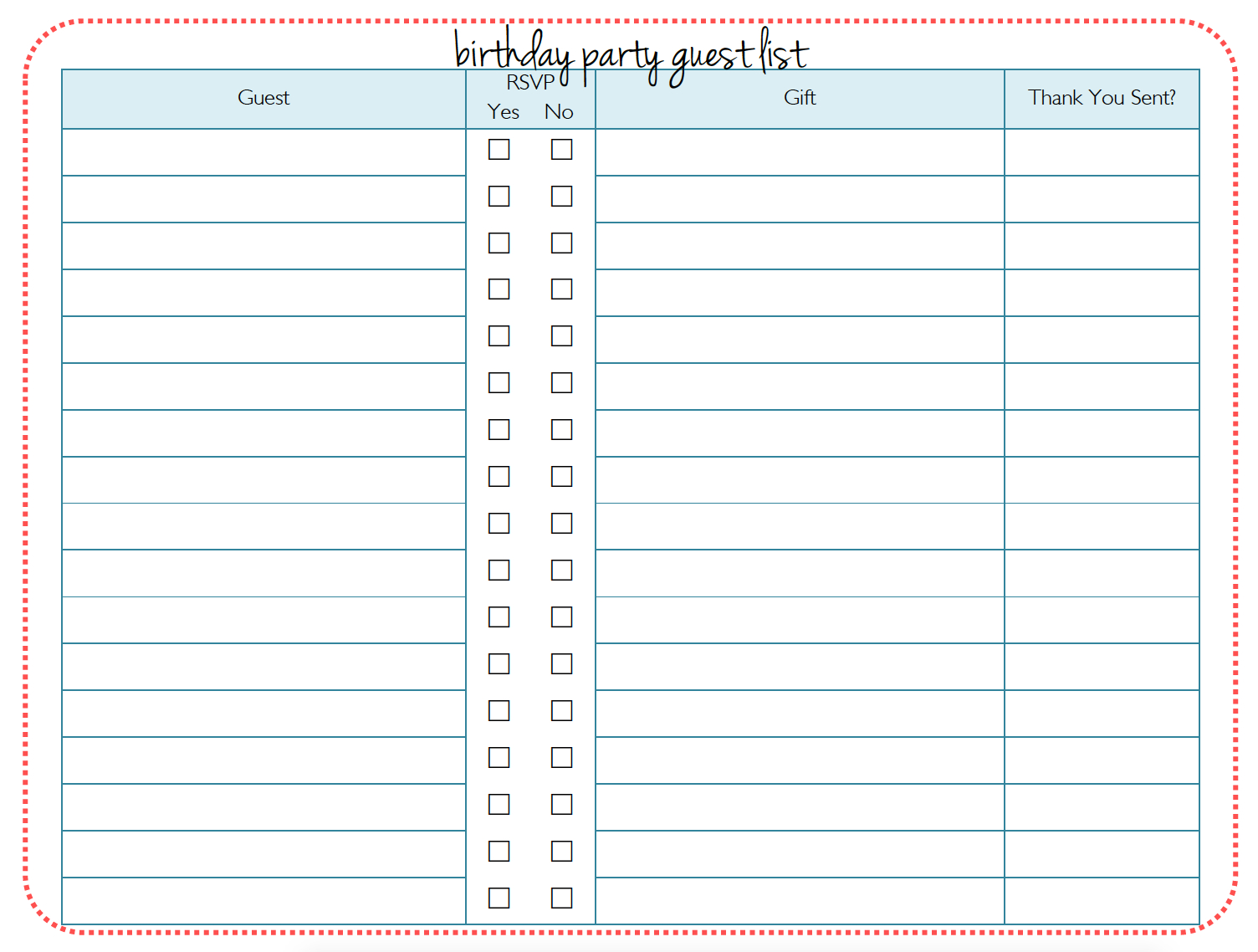 Party Rsvp List Template Unique Birthday Party Ideas And Themes