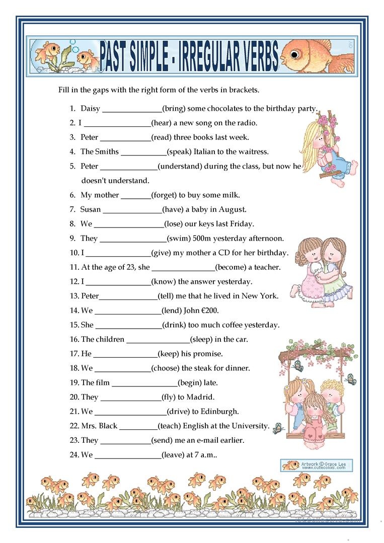 Past Simple Irregular Verbs Worksheet Free Esl Printable Free 