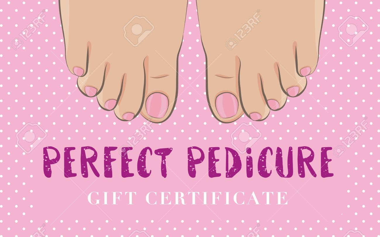 Pedicure Gift Certificate For A Nail Salon. Cute Feminine Design - Free Printable Pedicure Gift Certificate