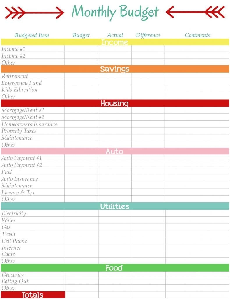 Personal Budget Planner Spreadsheet Excel Template Free Printable - Free Printable Personal Budget Template