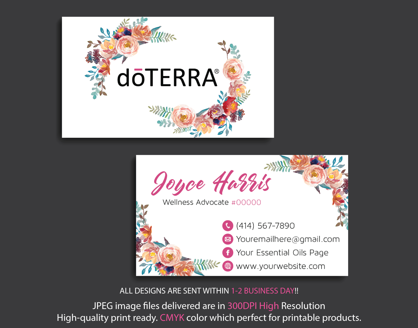 Personalized Doterra Business Card, Doterradigitalart On Zibbet - Free Printable Doterra Sample Cards